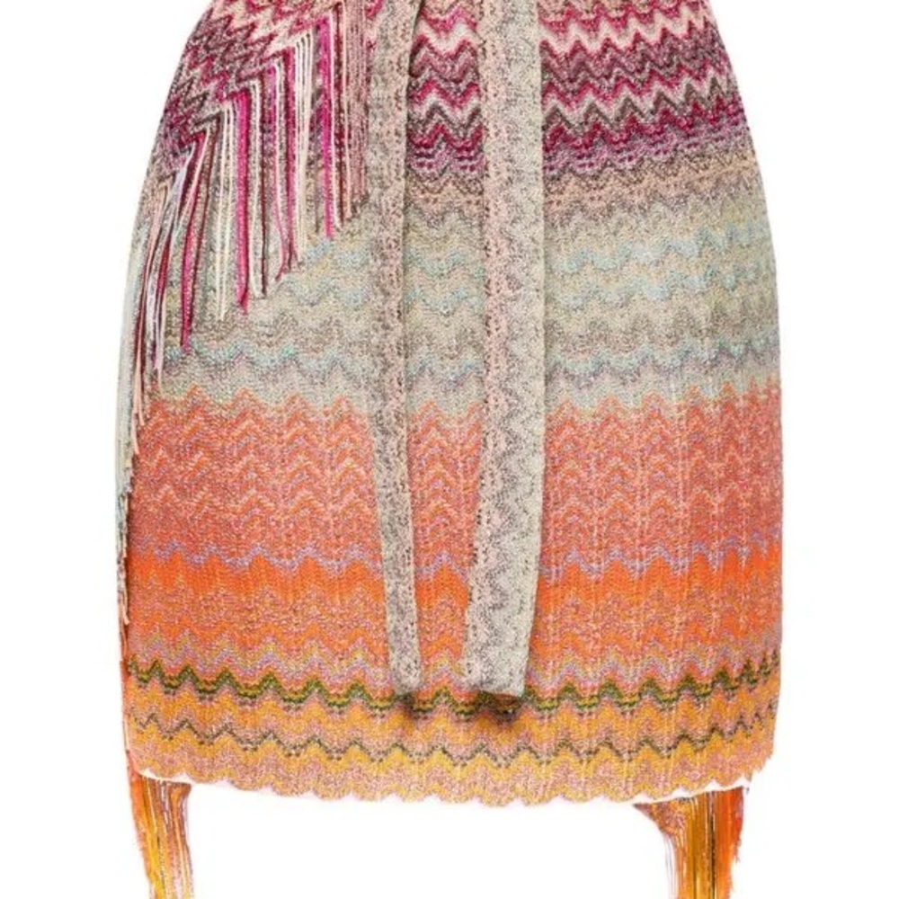 NWT Missoni Multicolor Chevron Knit Sarong Wrap Pareo in Blue, Orange, & Yellow - Picture 6 of 7